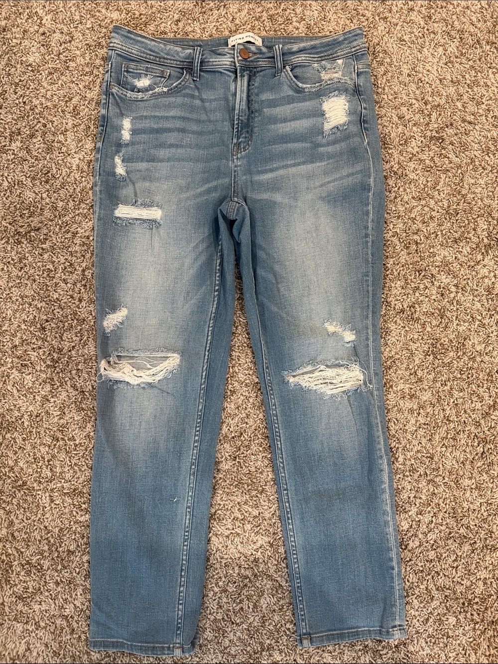Flying Monkey Light Blue Distressed Skinny Jeans